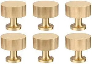 6pcs Solid Brass Cabinet Knobs Pulls Cabinet Drawer Dresser Gold Knobs Modern Handles (1"x1"/25mmx25mm),Brushed Brass Finish 6pcs Solid Brass Cabinet Knobs Pulls Cabinet Drawer Dresser Gold Knobs Modern Handles (1"x1"/25mmx25mm),Brushed Brass Finish