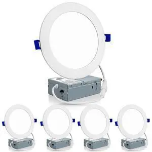 4 Pack 6 Inch Ultra-Thin LED Recessed Ceiling Light, 3000K/4000K/5000K Selectable, Dimmable 12W=110W, 1050LM, IC Rated Can-Killer Downlights with Junction Box, ETL and Energy Star Listed 4 Pack 6 Inch Ultra-Thin LED Recessed Ceiling Light, 3000K/4000K/5000K Selectable, Dimmable 12W=110W, 1050LM, IC Rated Can-Killer Downlights with Junction Box, ETL and Energy Star Listed