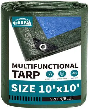 10x10 Feet Green Tarp Waterproof 6mil Small tarps Multipurpose | All Purpose Poly Tarps Cover with grommets for Firewood Outdoor Furniture,Green/Blue 10x10 Feet Green Tarp Waterproof 6mil Small tarps Multipurpose | All Purpose Poly Tarps Cover with grommets for Firewood Outdoor Furniture,Green/Blue