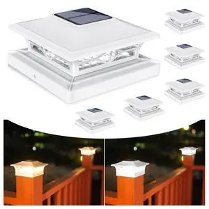 6Pack Solar Post Cap Lights, 2 Color Modes Deck Lights, White | Waterproof solar lights fit 4x4/6x6 wooden & 4x4/5x5 vinyl posts, suitable for dock, fence, patio outdoor decorative lighting 6Pack Solar Post Cap Lights, 2 Color Modes Deck Lights, White | Waterproof solar lights fit 4x4/6x6 wooden & 4x4/5x5 vinyl posts, suitable for dock, fence, patio outdoor decorative lighting