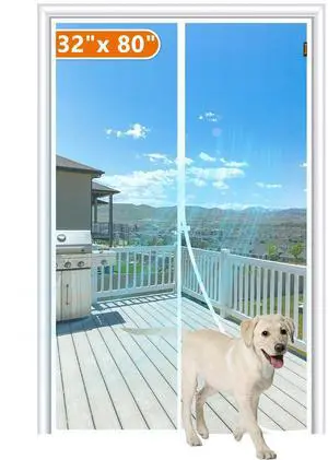 Magnetic Screen Door Fits Door Size 32"x 80", Hands-Free Mesh White | 34" x 81" Heavy Duty Door Screen Magnetic Closure & Windproof Fastener, Pet Friendly Interior Screen Door Mesh Magnetic Screen Door Fits Door Size 32"x 80", Hands-Free Mesh White | 34" x 81" Heavy Duty Door Screen Magnetic Closure & Windproof Fastener, Pet Friendly Interior Screen Door Mesh
