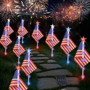 4th of July Decorations Outdoor American Flag Lights, 6-Pack Red White and Blue Solar Stars Lights with 6 USA Flags & 30LED,Bright Patriotic Pathway Lights for Memorial Day Yard Lawn Decor 4th of July Decorations Outdoor American Flag Lights, 6-Pack Red White and Blue Solar Stars Lights with 6 USA Flags & 30LED,Bright Patriotic Pathway Lights for Memorial Day Yard Lawn Decor