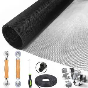 Window Screen Replacement, 6in1 Window Screen Door Repair Kit | 48"x118" Black Screen Mesh, Steel&Nylon Bearing Roller, 0.14in x 50ft Spline, 8 Clips & Hook for Windows, Doors, Patio & RV Window Screen Replacement, 6in1 Window Screen Door Repair Kit | 48"x118" Black Screen Mesh, Steel&Nylon Bearing Roller, 0.14in x 50ft Spline, 8 Clips & Hook for Windows, Doors, Patio & RV