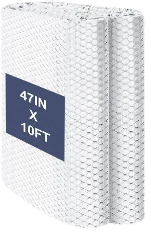 Double Reflective Bubble Foil Insulation Foam, 47IN X 10FT Window Insulation for Summer Heat Reflective Window Film for Window, Garage Door, RV, Roof Double Reflective Bubble Foil Insulation Foam, 47IN X 10FT Window Insulation for Summer Heat Reflective Window Film for Window, Garage Door, RV, Roof
