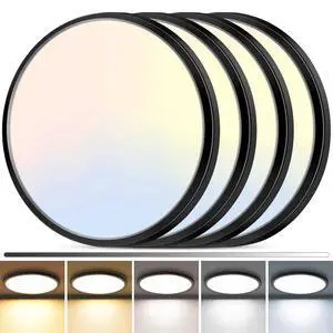 4Pack LED Flush Mount Ceiling Light, 12 Inch 24W Dimmable Round Ceiling Fixture, Black Low Profile Hardwired Ceiling Lamp for Bedroom, Kitchen, Hallway & Bathroom 4Pack LED Flush Mount Ceiling Light, 12 Inch 24W Dimmable Round Ceiling Fixture, Black Low Profile Hardwired Ceiling Lamp for Bedroom, Kitchen, Hallway & Bathroom