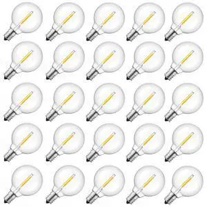 25 Pack G40 LED Replacement Bulbs, E12 Base, 2200K, Warm White | Shatterproof Plastic LED Light Bulb, Waterproof, Dimmable, 1.5" Edison Light Bulbs for Indoor Outdoor Patio Backyard Decor 25 Pack G40 LED Replacement Bulbs, E12 Base, 2200K, Warm White | Shatterproof Plastic LED Light Bulb, Waterproof, Dimmable, 1.5" Edison Light Bulbs for Indoor Outdoor Patio Backyard Decor