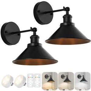 Black Vintage Wireless Battery Operated Wall Sconces, Industrial Cordless Battery Powered Led Wall Lights Set of 2, Wall Lamp Fixture Indoor with Remote Control for Bedroom Farmhouse Gallery Black Vintage Wireless Battery Operated Wall Sconces, Industrial Cordless Battery Powered Led Wall Lights Set of 2, Wall Lamp Fixture Indoor with Remote Control for Bedroom Farmhouse Gallery