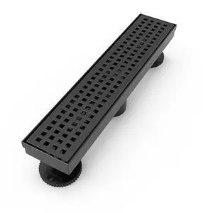 12 Inch Linear Shower Drain Rectangular Floor Drain with Accessories Square Hole Pattern Cover Grate Removable SUS304 Stainless Steel CUPC Certified Matte Black 12 Inch Linear Shower Drain Rectangular Floor Drain with Accessories Square Hole Pattern Cover Grate Removable SUS304 Stainless Steel CUPC Certified Matte Black