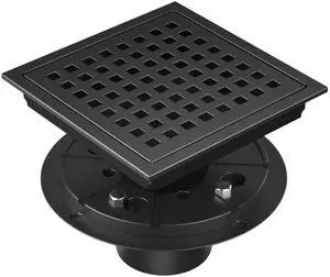 6-Inch Square Shower Floor Drain Matte Black with ABS Flange | Stainless Steel, Anti-Clog, Removable Grid Grate Hair Strainer, for Modern Bathroom Remodel 6-Inch Square Shower Floor Drain Matte Black with ABS Flange | Stainless Steel, Anti-Clog, Removable Grid Grate Hair Strainer, for Modern Bathroom Remodel