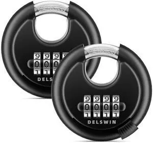 4-Digit Disc Combination Lock Outdoor - Heavy Duty Combination Padlocks with Hardened Steel Shackle Weatherproof Combo Locks for Gates,Sheds,Fence,Storage Unit (3/8" Shackle, Black,2 Pcs) 4-Digit Disc Combination Lock Outdoor - Heavy Duty Combination Padlocks with Hardened Steel Shackle Weatherproof Combo Locks for Gates,Sheds,Fence,Storage Unit (3/8" Shackle, Black,2 Pcs)