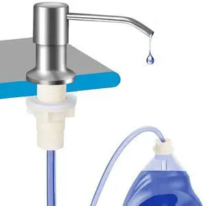 Dish Soap Dispenser for Kitchen Sink (Brushed Nickel), Countertop Sink Soap Dispenser Water Pump with 47 No-Spill Extension Tube Kit Design for Kitchen Bathroom, No More Refills Sliver Dish Soap Dispenser for Kitchen Sink (Brushed Nickel), Countertop Sink Soap Dispenser Water Pump with 47 No-Spill Extension Tube Kit Design for Kitchen Bathroom, No More Refills Sliver