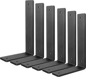 Floating Shelf Bracket 10 Inch, 6 Pack Heavy Duty Shelf Brackets, Black Wall Shelf Bracket for DIY Decorative with Mounting Hardware Floating Shelf Bracket 10 Inch, 6 Pack Heavy Duty Shelf Brackets, Black Wall Shelf Bracket for DIY Decorative with Mounting Hardware