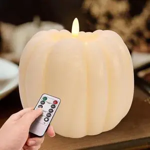 Fall Decorations for Home - Flickering Flameless Wax Pumpkin LED Candle | Light Up Pumpkin Candle, Fall Decor, Timer Remote, Mantel Table Display, Thanksgiving Centerpiece, Autumn Indoor Use Fall Decorations for Home - Flickering Flameless Wax Pumpkin LED Candle | Light Up Pumpkin Candle, Fall Decor, Timer Remote, Mantel Table Display, Thanksgiving Centerpiece, Autumn Indoor Use