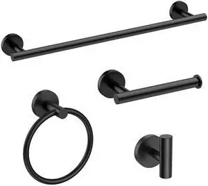 4PCS Matte Black Bathroom Accessories Set, 24-Inch Towel Bar Set | Durable SUS304 Stainless Steel Bathroom Hardware Set, Towel Racks for Bathroom Wall Mounted, Modern Home Decor 4PCS Matte Black Bathroom Accessories Set, 24-Inch Towel Bar Set | Durable SUS304 Stainless Steel Bathroom Hardware Set, Towel Racks for Bathroom Wall Mounted, Modern Home Decor