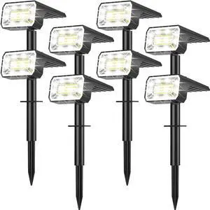 Solar Spot Lights Outdoor, Landscape Spotlights, 8 Pack Cool White | 800Lumens 100 LEDs, 4 Lighting Modes, IP65 Waterproof, 2-in-1 Solar Uplights for Yard Garden Pathway Driveway Solar Spot Lights Outdoor, Landscape Spotlights, 8 Pack Cool White | 800Lumens 100 LEDs, 4 Lighting Modes, IP65 Waterproof, 2-in-1 Solar Uplights for Yard Garden Pathway Driveway