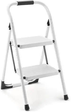 Step Stool for Adults,2 Step Ladder Folding 330lbs Anti Slip Step Stool,Foldable Ergonomic 2 Steel Stool with Wide Pedal for Home, Kitchen, Office (White) Step Stool for Adults,2 Step Ladder Folding 330lbs Anti Slip Step Stool,Foldable Ergonomic 2 Steel Stool with Wide Pedal for Home, Kitchen, Office (White)