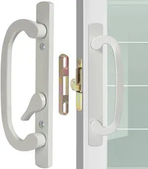 Offset Position Non-Keyed Sliding Patio Door Handleset with Mortise Lock, 45° Keyway, 3-15/16" H.C., Fits 1-3/8" to 2-1/4" Thick Doors, No-Handed, White Diecast Offset Position Non-Keyed Sliding Patio Door Handleset with Mortise Lock, 45° Keyway, 3-15/16" H.C., Fits 1-3/8" to 2-1/4" Thick Doors, No-Handed, White Diecast