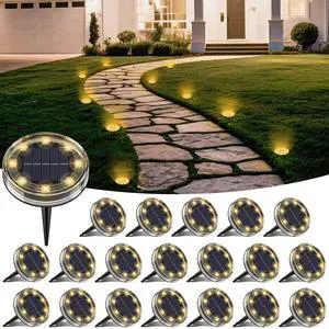 20 Pack Solar Ground Lights Outdoor, 8 LED Solar Flat Lights IP68 Waterproof Disc Light, Landscape Lighting Solar Powered for Garden Yard Path Driveway Lawn Patio Walkway, Warm White 20 Pack Solar Ground Lights Outdoor, 8 LED Solar Flat Lights IP68 Waterproof Disc Light, Landscape Lighting Solar Powered for Garden Yard Path Driveway Lawn Patio Walkway, Warm White