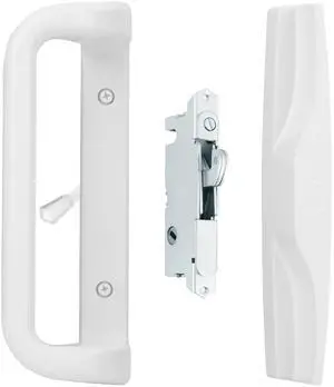Sliding Patio Door Handle Set, Mortise Lock, 3-15/16", White | Fits 1-1/4" to 2" thick sliding glass doors; reversible design. Key cylinder not included Sliding Patio Door Handle Set, Mortise Lock, 3-15/16", White | Fits 1-1/4" to 2" thick sliding glass doors; reversible design. Key cylinder not included