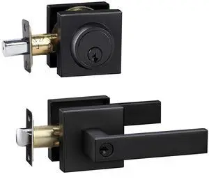 Front Door Lock Set with Deadbolt, Door Handle with Lock Keyed Alike, Heavy Duty Exterior Door Knob and Deadbolt Combo, Matte Black Door Lock for Front Door, Entry Door, 1 Pack Front Door Lock Set with Deadbolt, Door Handle with Lock Keyed Alike, Heavy Duty Exterior Door Knob and Deadbolt Combo, Matte Black Door Lock for Front Door, Entry Door, 1 Pack