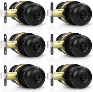 6 Pack Door Knobs, Matte Black Privacy Door Knob with Lock, Keyless Door Handle with Lock for Bedrooms/Bathrooms 6 Pack Door Knobs, Matte Black Privacy Door Knob with Lock, Keyless Door Handle with Lock for Bedrooms/Bathrooms