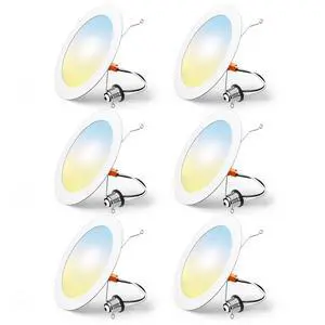 6 Pack Retrofit LED Recessed Lighting 6 Inch, 5CCT, White | 2700K/3000K/4000K/5000K/6000K Selectable, Dimmable Flat Can Lights, 1000LM Brightness, 10W, IC & Damp Rated, ETL & FCC 6 Pack Retrofit LED Recessed Lighting 6 Inch, 5CCT, White | 2700K/3000K/4000K/5000K/6000K Selectable, Dimmable Flat Can Lights, 1000LM Brightness, 10W, IC & Damp Rated, ETL & FCC