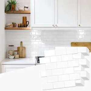 Subway Tile Peel and Stick Backsplash, Thicker Design 12" x 12" Stick on Backsplash Tiles for Kitchen, Bathroom, Wall Tile (10 Sheets, Bright Glossy White) Subway Tile Peel and Stick Backsplash, Thicker Design 12" x 12" Stick on Backsplash Tiles for Kitchen, Bathroom, Wall Tile (10 Sheets, Bright Glossy White)