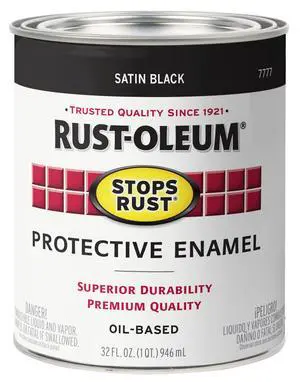 Stops Rust Brush On Protective Enamel Paint, Satin Black | Rust and Corrosion Resistant, Indoor and Outdoor Durability, Beautiful Finish on Metal, Wood and More, Quart Stops Rust Brush On Protective Enamel Paint, Satin Black | Rust and Corrosion Resistant, Indoor and Outdoor Durability, Beautiful Finish on Metal, Wood and More, Quart