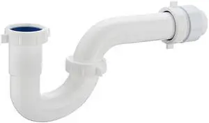 (1 Pack) White P Trap 1 1/2 Inch for Bathroom Kitchen Sink Drain Pipe Tubular Kit with White Threaded Adapter and Blue TPE Washer KSD-001W (1 Pack) White P Trap 1 1/2 Inch for Bathroom Kitchen Sink Drain Pipe Tubular Kit with White Threaded Adapter and Blue TPE Washer KSD-001W