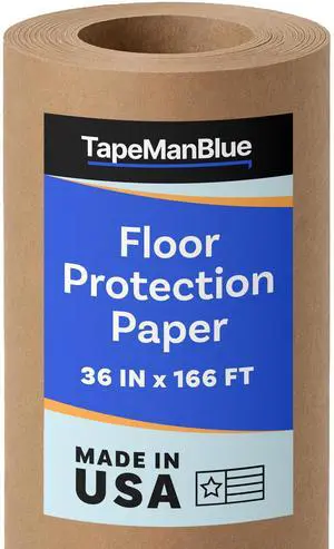 Floor Protection Paper, 36 inch x 166 ft Roll, Made in USA, 69# Brown Rosin Masking Paper Roll, 100% Recycled, Thick Floor Covering for Painting, Moving, and Construction Floor Protection Paper, 36 inch x 166 ft Roll, Made in USA, 69# Brown Rosin Masking Paper Roll, 100% Recycled, Thick Floor Covering for Painting, Moving, and Construction