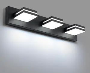 LED Modern Bathroom Vanity Light Fixtures, Modern Acrylic Bathroom Wall Lighting Fixtures Over Mirror, 3-Light, 24-Inch, Black, White LED Modern Bathroom Vanity Light Fixtures, Modern Acrylic Bathroom Wall Lighting Fixtures Over Mirror, 3-Light, 24-Inch, Black, White