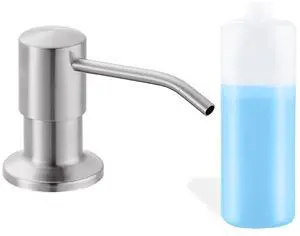 Built in Soap Dispenser for Kitchen Sink, Brushed Nickel Stainless Steel Countertop Pump Head (Plastic Built-in), Dish Soap Hand Lotion Dispenser with Refillable 17OZ Bottle Built in Soap Dispenser for Kitchen Sink, Brushed Nickel Stainless Steel Countertop Pump Head (Plastic Built-in), Dish Soap Hand Lotion Dispenser with Refillable 17OZ Bottle