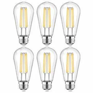 LED Light Bulbs 60W Equivalent, 4000K Natural White, Shatterproof Clear Plastic, E26 Medium Base,CRI 90+, Glass-Look Filament Bulbs for Table Lamps, Ceiling Fixtures & Home Lighting, 6 Pack LED Light Bulbs 60W Equivalent, 4000K Natural White, Shatterproof Clear Plastic, E26 Medium Base,CRI 90+, Glass-Look Filament Bulbs for Table Lamps, Ceiling Fixtures & Home Lighting, 6 Pack