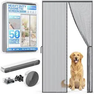 Heavy Duty Magnetic Screen Door Mesh, Door Net Screen with 50 Magnets | Pet & Kid Friendly, Auto-Sealing PET Fine Mesh Doors Screen Keep Bugs Out Fits Front Doors Size 36"x82" - Screen Size 38"x84" Heavy Duty Magnetic Screen Door Mesh, Door Net Screen with 50 Magnets | Pet & Kid Friendly, Auto-Sealing PET Fine Mesh Doors Screen Keep Bugs Out Fits Front Doors Size 36"x82" - Screen Size 38"x84"