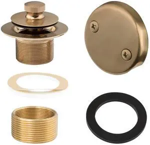 Champagne Bronze Lift & Turn Tub Trim Set with Two-Hole Overflow Faceplate and No Putty Gasket, Bathtub Conversion Kit Assembly with Universal Fine/Coarse Thread, No Putty Installation by Champagne Bronze Lift & Turn Tub Trim Set with Two-Hole Overflow Faceplate and No Putty Gasket, Bathtub Conversion Kit Assembly with Universal Fine/Coarse Thread, No Putty Installation by