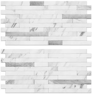 20 Sheets Faux Stone Peel and Stick Backsplash, White Marble Look PVC Wall Tiles Stick on Backsplash for Kitchen 20 Sheets Faux Stone Peel and Stick Backsplash, White Marble Look PVC Wall Tiles Stick on Backsplash for Kitchen
