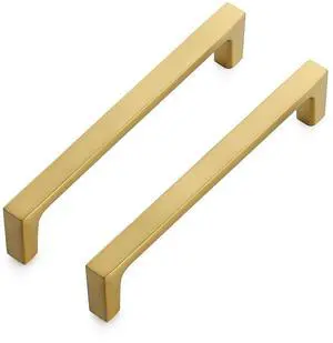 Brushed Brass Solid Pulls Cabinet Handles 5 Inch 10 Pack | Solid Zinc, Slim Design, Mounting Screws Included, Kitchen Cabinet Hardware, For Cupboards, Dressers, Drawers Brushed Brass Solid Pulls Cabinet Handles 5 Inch 10 Pack | Solid Zinc, Slim Design, Mounting Screws Included, Kitchen Cabinet Hardware, For Cupboards, Dressers, Drawers