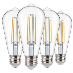 Dusk to Dawn Outdoor Sensor ST19 LED Light Bulb, 7W (60W Eqv.), 800LM,Vintage Filament E26 Base, Auto On/Off Photocell Automatic for Energy-Efficient Outdoor Lighting, 2700K Soft White, 4 Pack Dusk to Dawn Outdoor Sensor ST19 LED Light Bulb, 7W (60W Eqv.), 800LM,Vintage Filament E26 Base, Auto On/Off Photocell Automatic for Energy-Efficient Outdoor Lighting, 2700K Soft White, 4 Pack