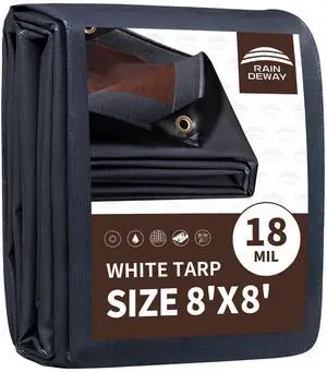 8x8 Feet 18Mil Super Heavy Duty Tarp Waterproof Tarps Gray/Brown | Metal Grommets Every 18",Sturdy Corners,Reinforced Edges,16x16 Strong Weave,Rip&UV Resistant, for Outdoor,Camping,Roof,Tent 8x8 Feet 18Mil Super Heavy Duty Tarp Waterproof Tarps Gray/Brown | Metal Grommets Every 18",Sturdy Corners,Reinforced Edges,16x16 Strong Weave,Rip&UV Resistant, for Outdoor,Camping,Roof,Tent