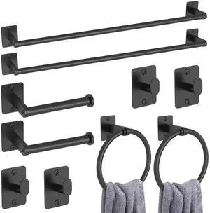 10-Piece Bathroom Accessories Set, 24 inch Towel Bar | Black Bathroom Hardware Set, Towel Racks for Bathroom, Robe Towel Hooks, Toilet Paper Holder Wall Mounted 10-Piece Bathroom Accessories Set, 24 inch Towel Bar | Black Bathroom Hardware Set, Towel Racks for Bathroom, Robe Towel Hooks, Toilet Paper Holder Wall Mounted