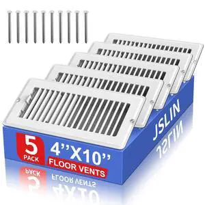 4x10 Floor Register, 5-Pack Vent Covers for Home Floor, Wall or Ceiling | Heavy Duty Steel Walkable Floor Vents, Quiet Adjustable Airflow HVAC Register Grilles, 10-Pack Mounting Screws Include, White 4x10 Floor Register, 5-Pack Vent Covers for Home Floor, Wall or Ceiling | Heavy Duty Steel Walkable Floor Vents, Quiet Adjustable Airflow HVAC Register Grilles, 10-Pack Mounting Screws Include, White