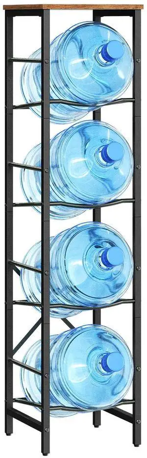 Water Jug Rack, Water Bottle Holder, 5 Gallon Water Jug Rack, 4-Tier Water Cooler Storage Rack, Water Dispenser Stand, for Kitchen, Living Room, Office, Rustic Brown and Black BF02ST01 Water Jug Rack, Water Bottle Holder, 5 Gallon Water Jug Rack, 4-Tier Water Cooler Storage Rack, Water Dispenser Stand, for Kitchen, Living Room, Office, Rustic Brown and Black BF02ST01