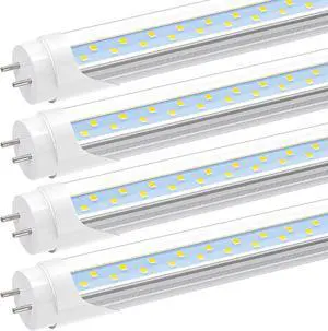 T8 LED 4FT Type A+B Light Bulbs, 24W(65W Equivalent), 3200LM, 6000K, Plug and Play or Ballast Bypass, 4 Foot LED Fluorescent Light Bulbs, ETL Listed, Single or Double End Powered, 4Pack T8 LED 4FT Type A+B Light Bulbs, 24W(65W Equivalent), 3200LM, 6000K, Plug and Play or Ballast Bypass, 4 Foot LED Fluorescent Light Bulbs, ETL Listed, Single or Double End Powered, 4Pack