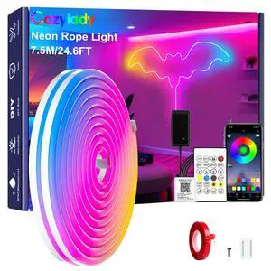 RGB Neon Light LED Rope Light,Waterproof Bluetooth APP Remote Control Music Sync Strip Light,24V Flexible DIY Silicone Light for Bedroom Home Indoor Outdoor Decoration RGB Neon Light LED Rope Light,Waterproof Bluetooth APP Remote Control Music Sync Strip Light,24V Flexible DIY Silicone Light for Bedroom Home Indoor Outdoor Decoration
