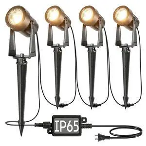 4 Pack Outdoor Landscape Lighting with Transformer, LED Spot Lights | Low Voltage Outdoor Yard Lighting, Extendable, IP65 Waterproof Landscape Ground Lights for Garden, Trees & Pathway 4 Pack Outdoor Landscape Lighting with Transformer, LED Spot Lights | Low Voltage Outdoor Yard Lighting, Extendable, IP65 Waterproof Landscape Ground Lights for Garden, Trees & Pathway