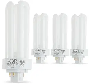 26W Triple Tube Compact Fluorescent Light Bulb, 4 Pack | GX24Q-3 4-pin Base, 5000K Bright White, PL26W/3U/4P 26W Triple Tube Compact Fluorescent Light Bulb, 4 Pack | GX24Q-3 4-pin Base, 5000K Bright White, PL26W/3U/4P