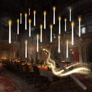 Flameless Floating Candles with Wand20 Pcs Magic LED Hanging Taper CandlesFlickering Battery Operated Taper Candle with Wand Remote for Halloween Decorations Best GiftWhite Flameless Floating Candles with Wand20 Pcs Magic LED Hanging Taper CandlesFlickering Battery Operated Taper Candle with Wand Remote for Halloween Decorations Best GiftWhite