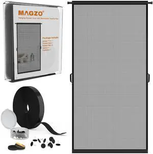 Hanging Screen Door, Fits 36"x80" Door (Curtain Size 38''x81''), Gray | Durable Fiberglass with Tension Rod&Hook&Loop (1 Piece Can be Installed in 2 Ways), Pet Friendly, Weighted Bottom Windproof Hanging Screen Door, Fits 36"x80" Door (Curtain Size 38''x81''), Gray | Durable Fiberglass with Tension Rod&Hook&Loop (1 Piece Can be Installed in 2 Ways), Pet Friendly, Weighted Bottom Windproof
