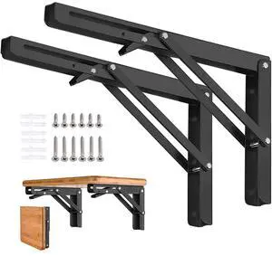 Folding Shelf Brackets - 16 Inch 2 Pcs Heavy Duty Stainless Steel Collapsible Triangle Shelf Bracket, DIY Wall Mounted Folding Table Hinge, Space Saving for Bench Table with Screws Folding Shelf Brackets - 16 Inch 2 Pcs Heavy Duty Stainless Steel Collapsible Triangle Shelf Bracket, DIY Wall Mounted Folding Table Hinge, Space Saving for Bench Table with Screws