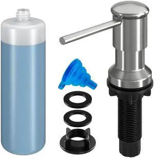 Dish Soap Dispenser, Kitchen Sink Soap Dispenser Pump with 17 OZ Bottle, Refill from The Top, Wide Pump Head Base (Brushed Nickel) Dish Soap Dispenser, Kitchen Sink Soap Dispenser Pump with 17 OZ Bottle, Refill from The Top, Wide Pump Head Base (Brushed Nickel)